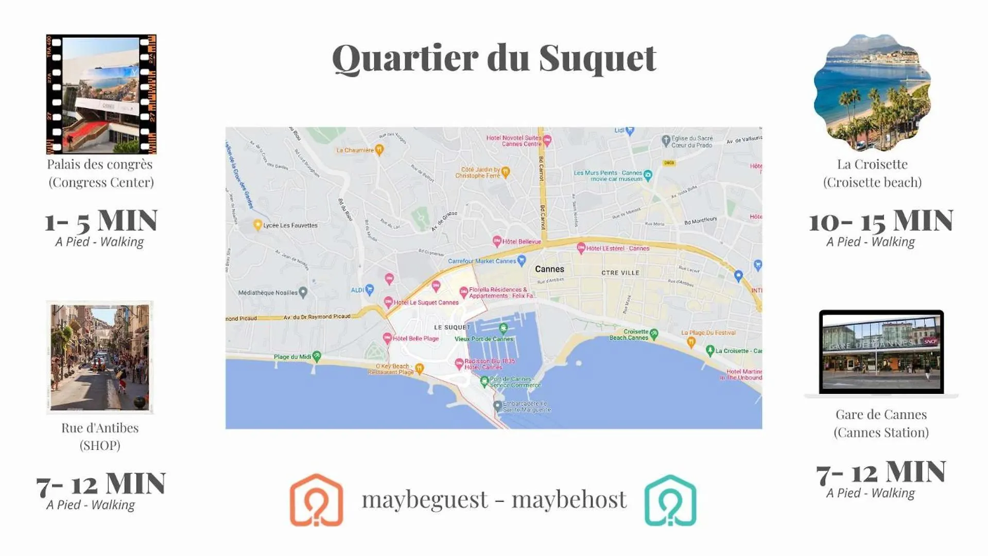 B051-Bel Appartement Au Centre Deux Chambres Et Parking Securise Cannes Francia